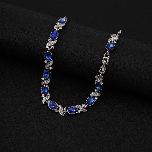 Silber Saphir Floral Link Armband