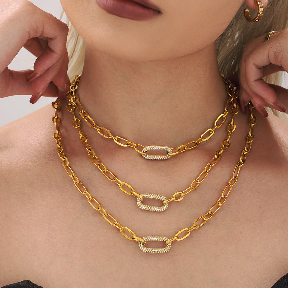 Paved Chunky Chain Link Schmuckset | Gold