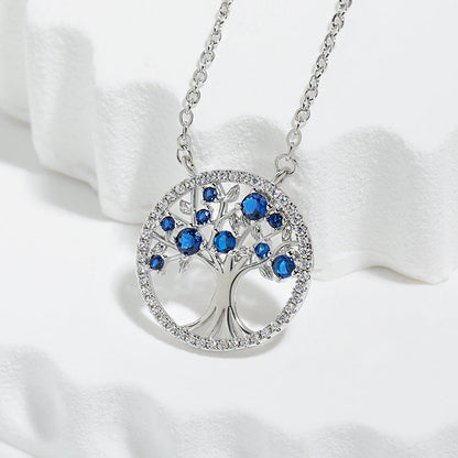 Tree of Life Saphir Halskette | Weiß Gold