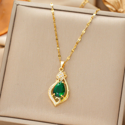 Gold Smaragd Teardrop Pendant Halskette