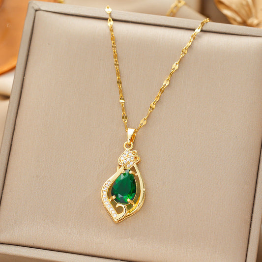 Gold Smaragd Teardrop Pendant Halskette