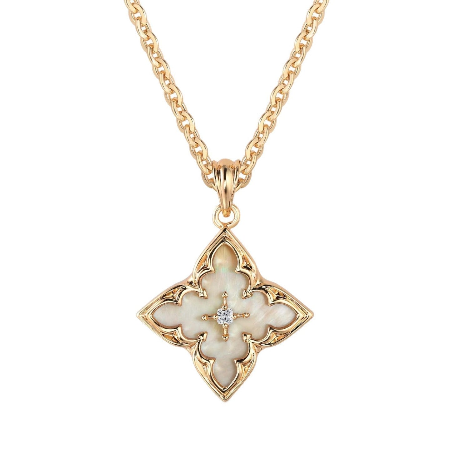 Weiß Clover Pendant Halskette | Gold