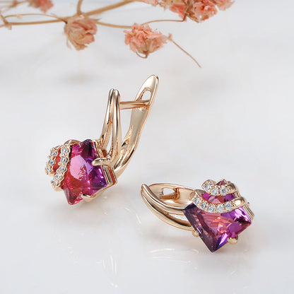 Crimson Square Kristall Ohrringe | Rosegold