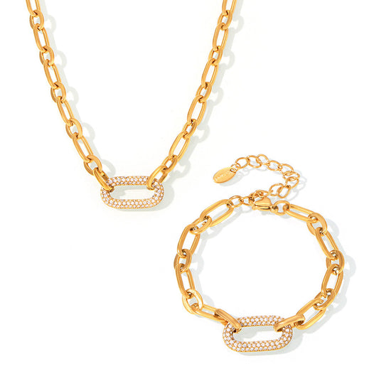 Paved Chunky Chain Link Schmuckset | Gold