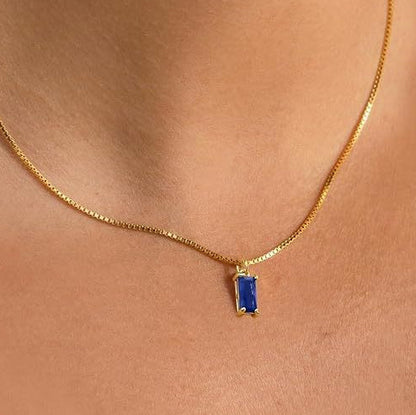 Minimalist Saphir Pendant Halskette | Weiß Gold