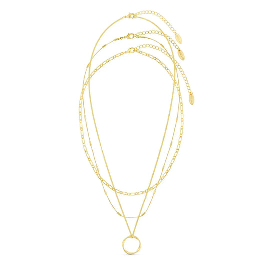 Open Circle Three Row Halskette | Gold