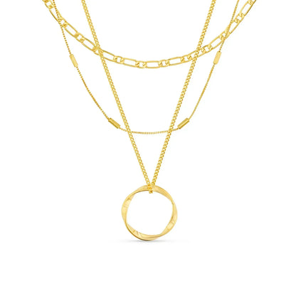 Open Circle Three Row Halskette | Gold