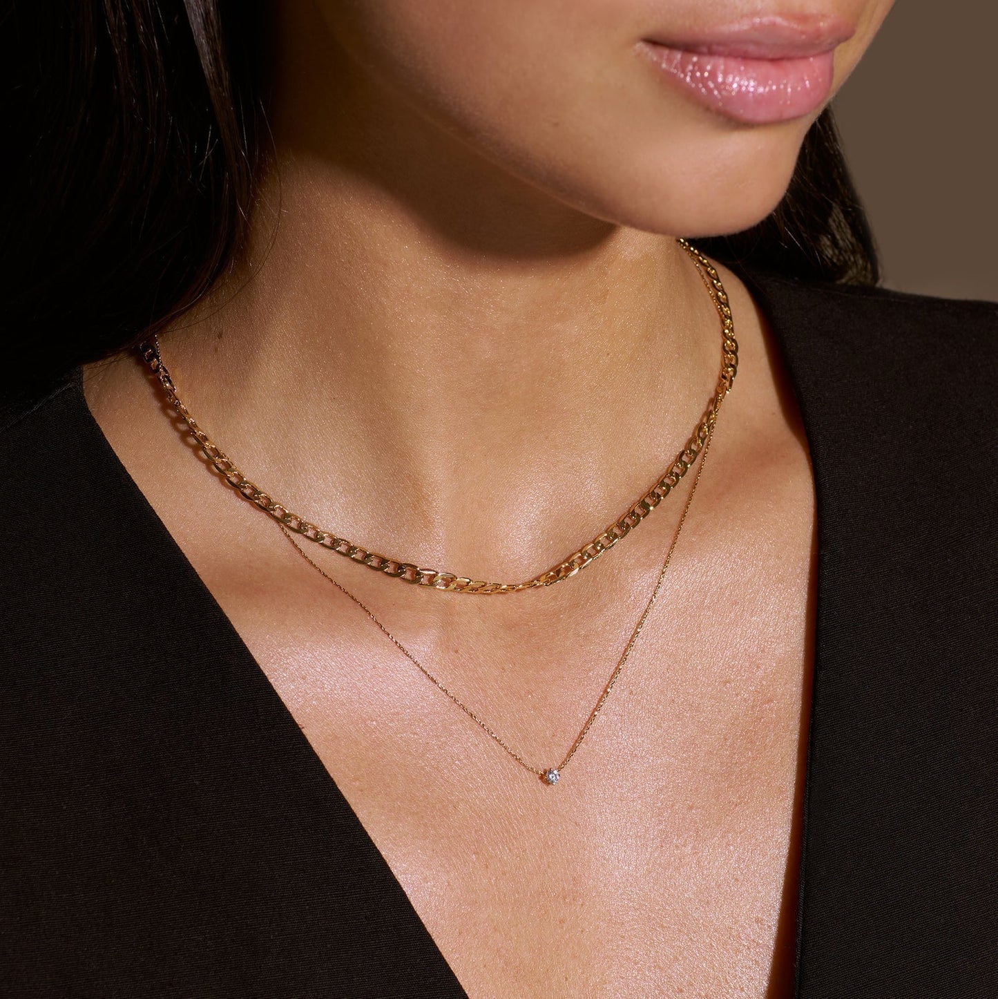 Flat Link Curb Chain Halskette | Gold