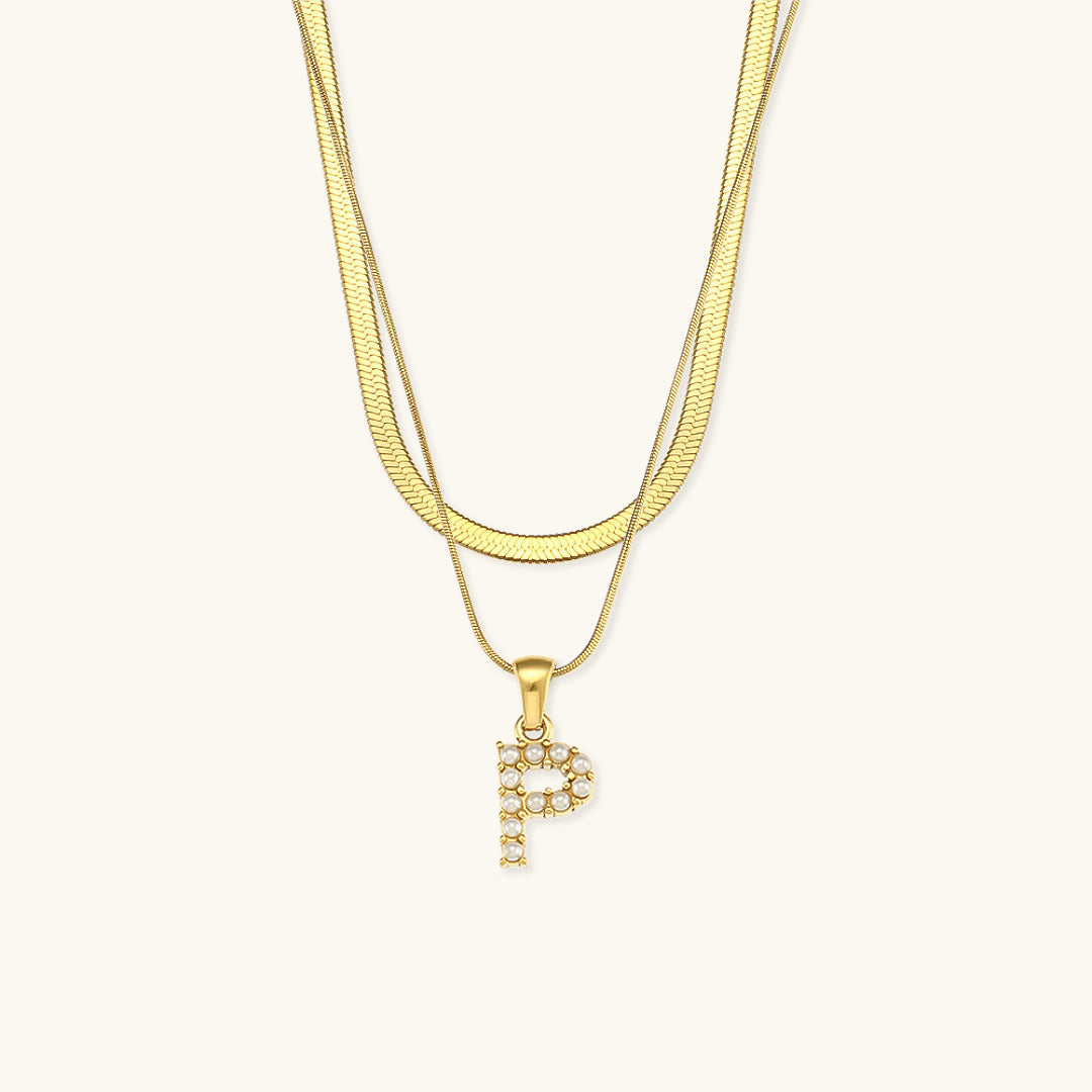 Fiona Layered Gold Initial Letter Halskette