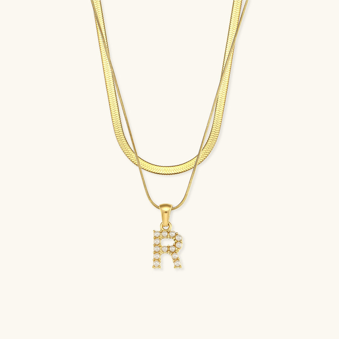 Fiona Layered Gold Initial Letter Halskette