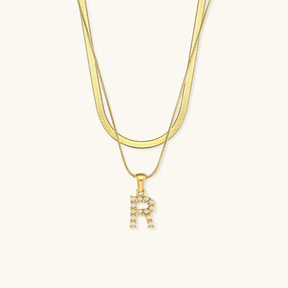 Fiona Layered Gold Initial Letter Halskette