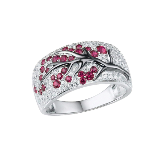 Rubin Blossom Tree Ring | Weiß Gold