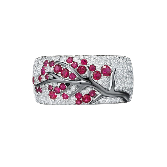 Rubin Blossom Tree Ring | Weiß Gold