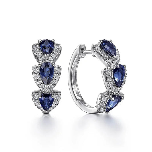 Silber Saphir Halo Creolen