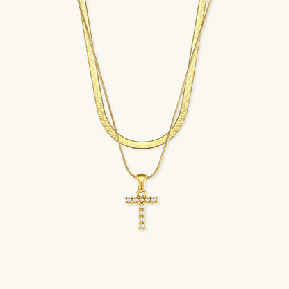 Fiona Layered Gold Initial Letter Halskette