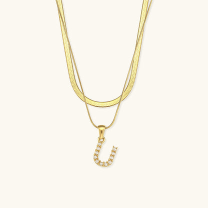 Fiona Layered Gold Initial Letter Halskette