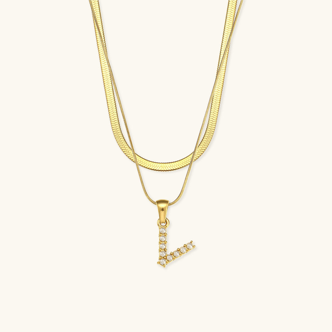 Fiona Layered Gold Initial Letter Halskette