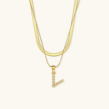 Fiona Layered Gold Initial Letter Halskette