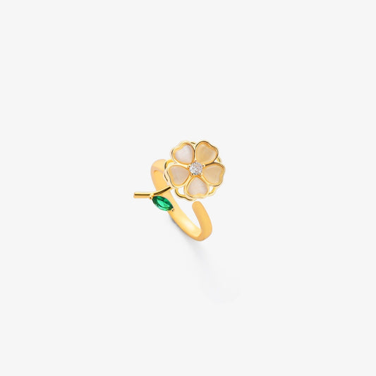 Smaragd Leaf Flower Spinning Ring | Gold