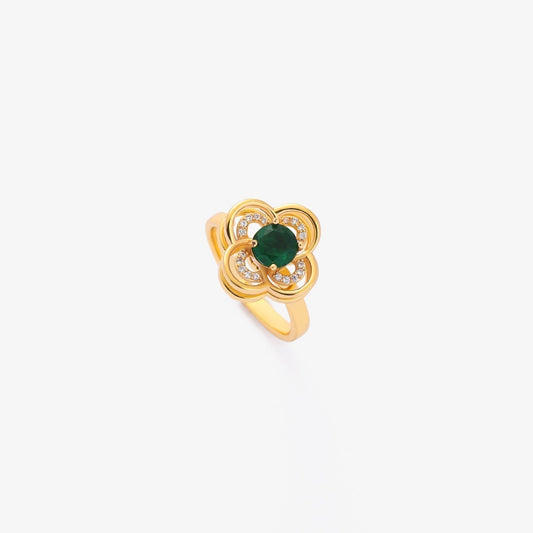 Gold Smaragd Blossom Ring