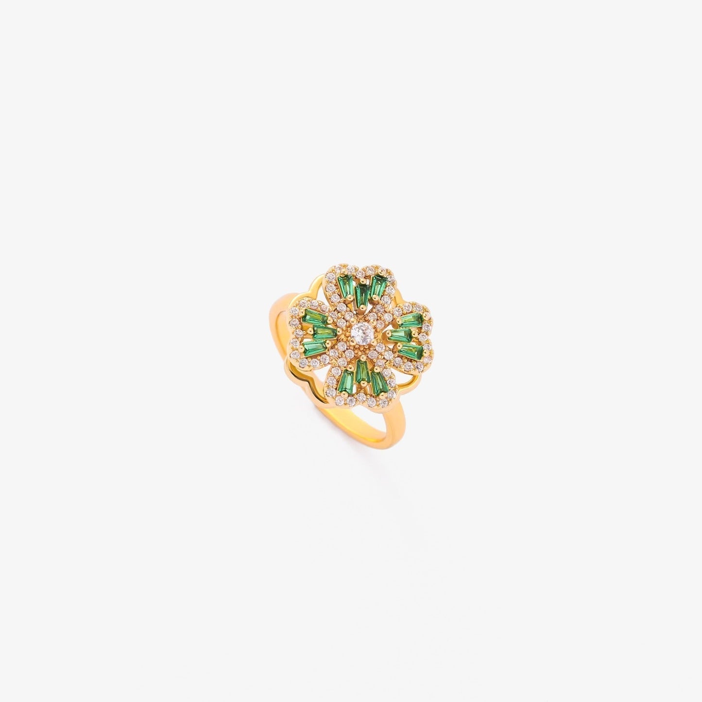 Smaragd Clover Spinning Ring | Gold