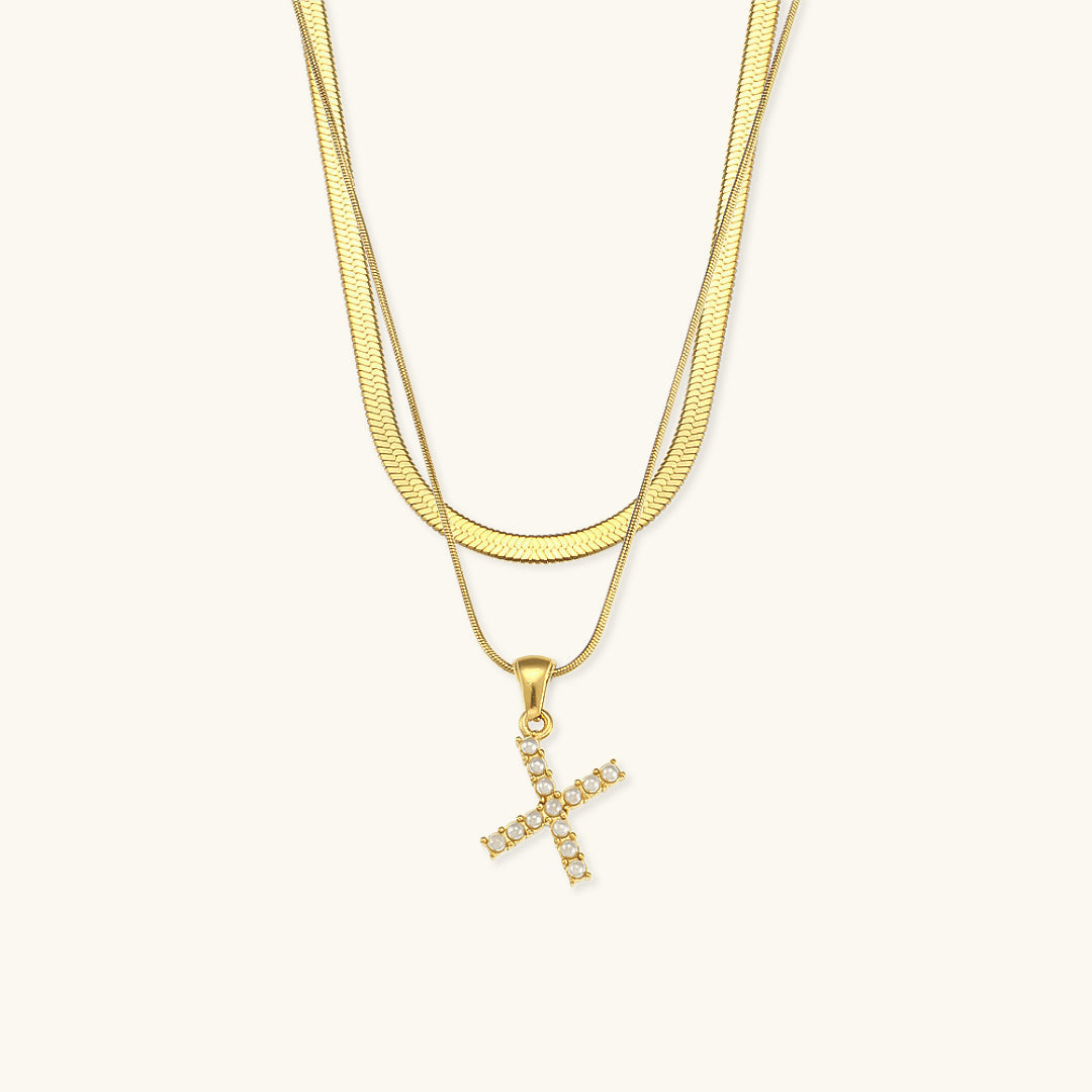 Fiona Layered Gold Initial Letter Halskette