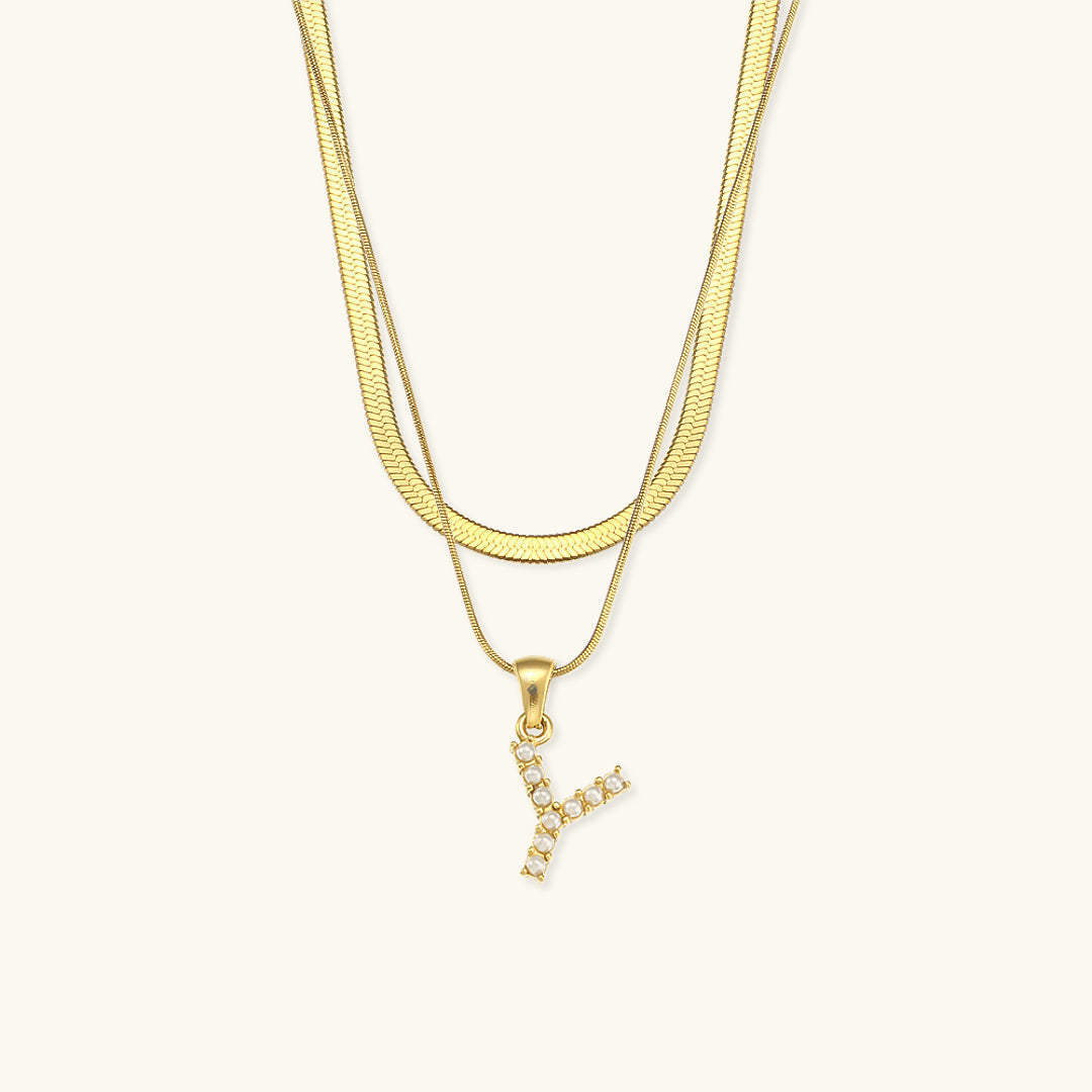 Fiona Layered Gold Initial Letter Halskette