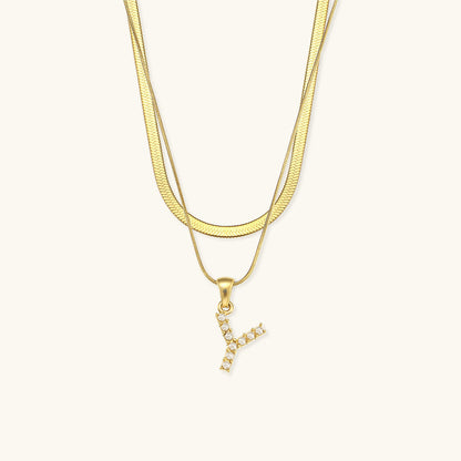 Fiona Layered Gold Initial Letter Halskette