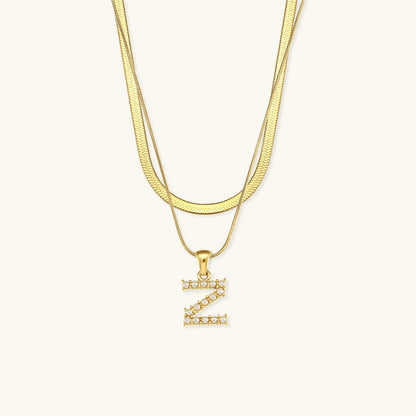 Fiona Layered Gold Initial Letter Halskette