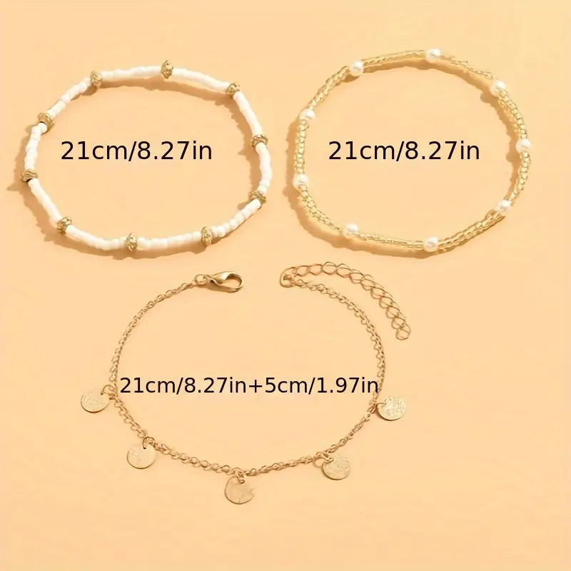 Coastal Anhänger 3-Piece Layered Anklet Set | Gold