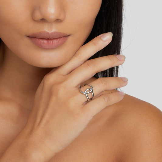Silber Interlocking Open Ring