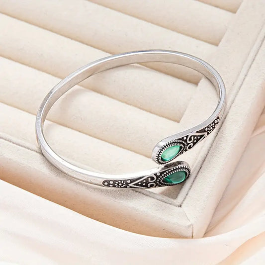 Silber Smaragd Vintage Bangle