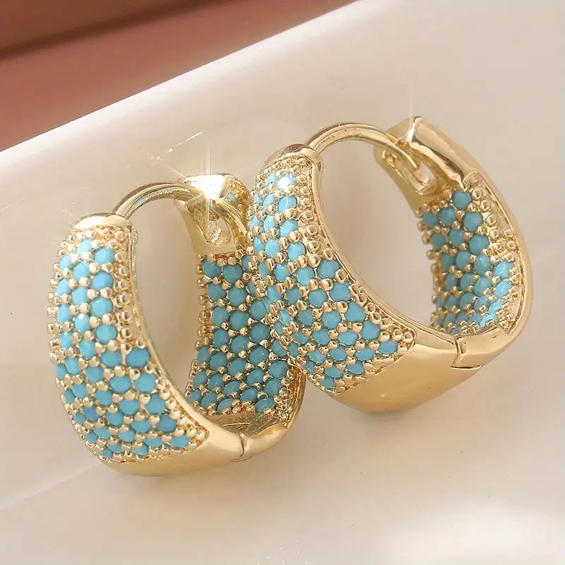 Golden-Tone Türkis Beaded Creolen | Gold
