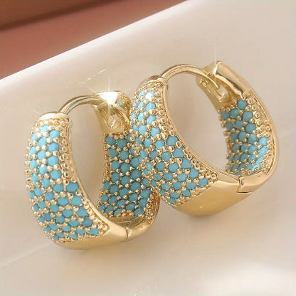 Golden-Tone Türkis Beaded Creolen | Gold