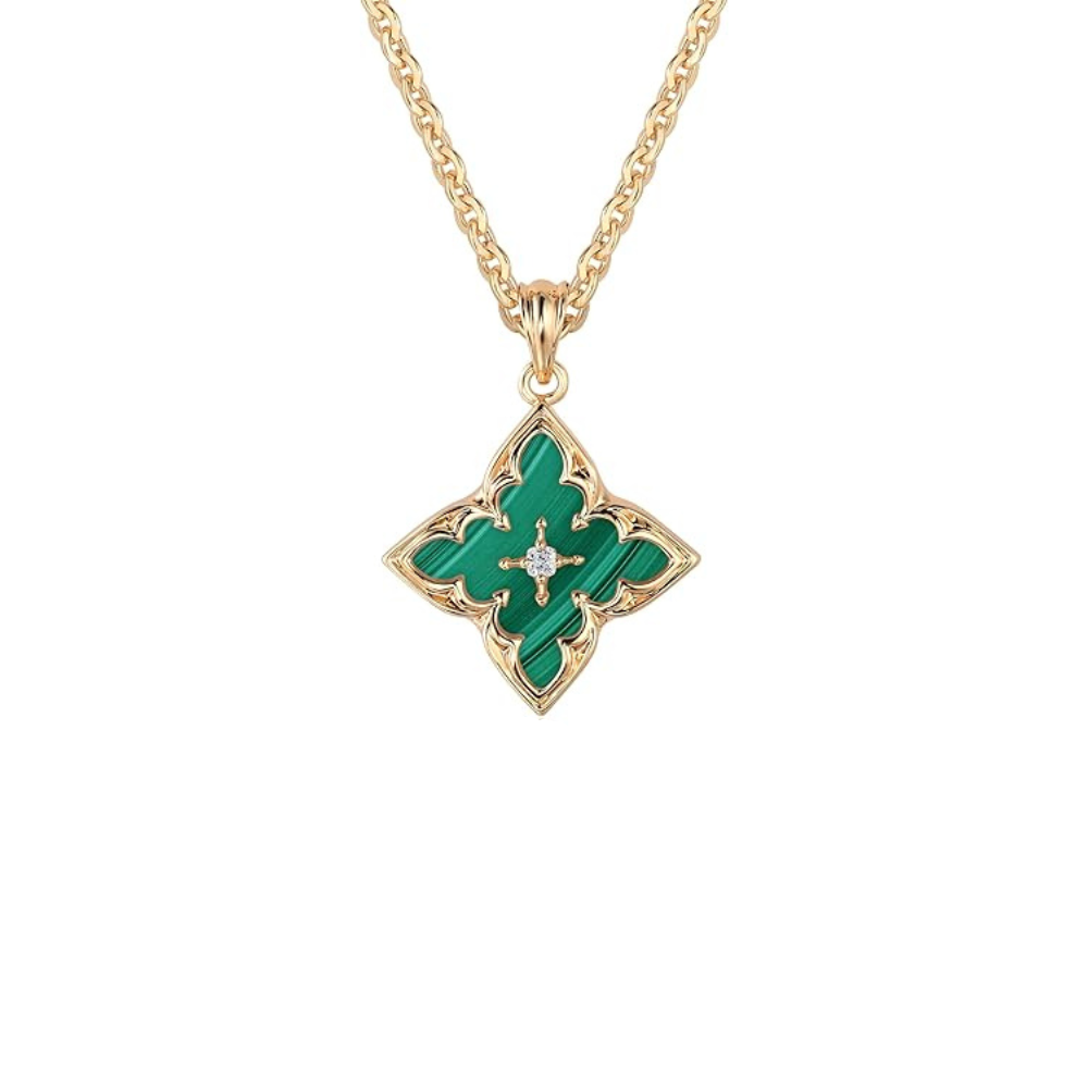 Smaragd Clover Pendant Halskette | Gold