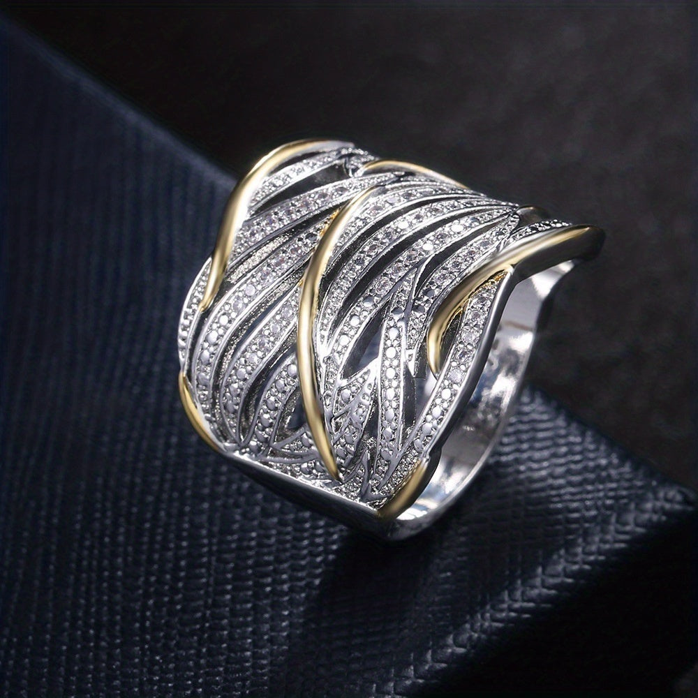 Silber and Gold Woven Band Ring