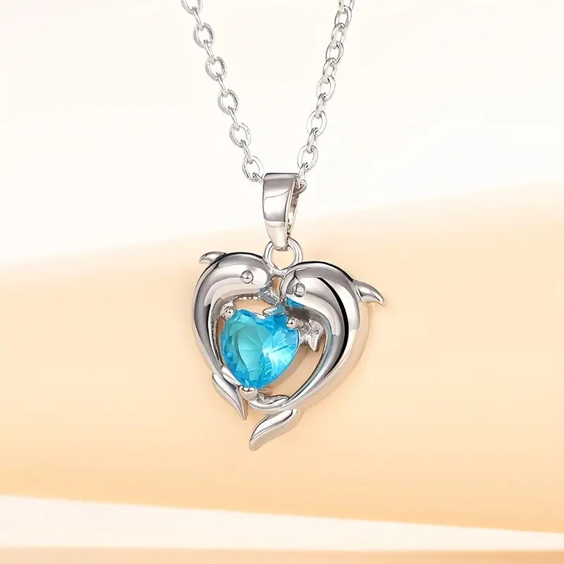 Oceanheart Twins Halskette | Weiß Gold