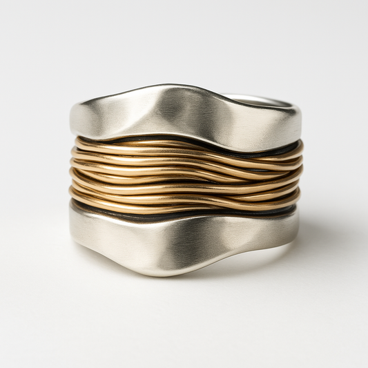 Silber Golden Threads Ring