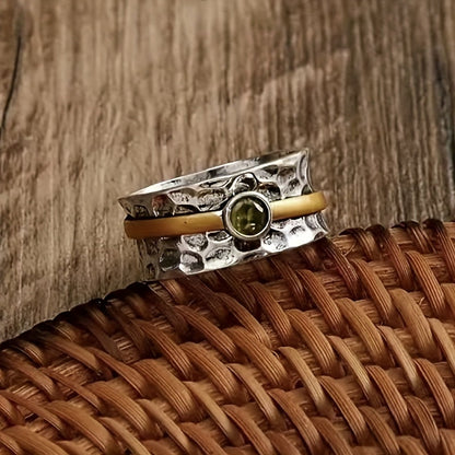 Silber and Gold Rustic Band Ring