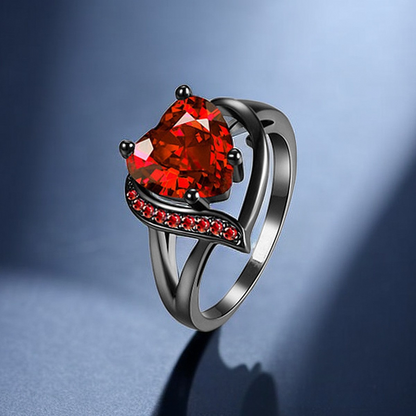 Silber Rubin Herz Ring