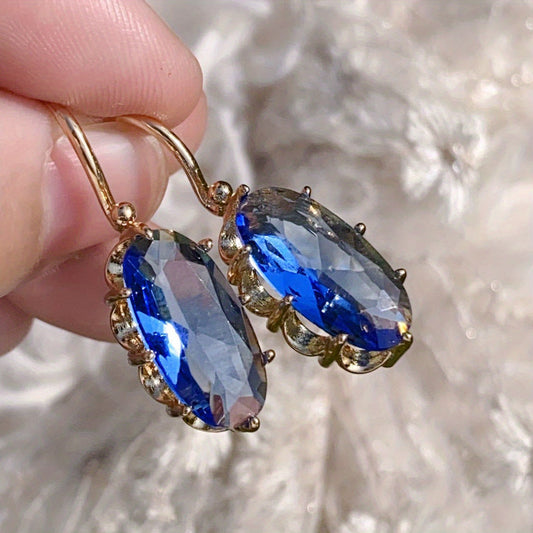 Golden Blue Bloom Ohrringe | Gold