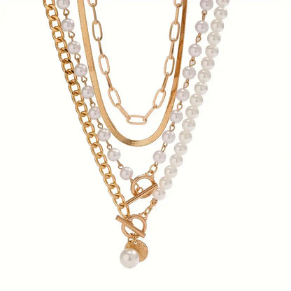 Modern Perle Layered Halsketten-Set