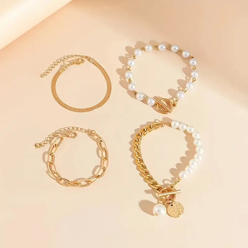 Premium Layered Perlenarmband Set