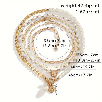 Modern Perle Layered Halsketten-Set
