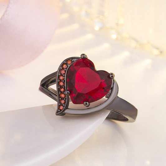 Silber Rubin Herz Ring