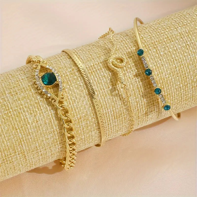 Gold Smaragd Armband mit Anhänger Set