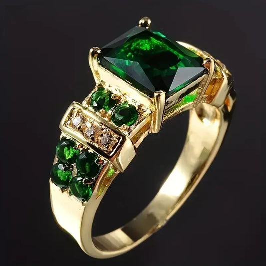 Gold Smaragd Multi-Stein Ring