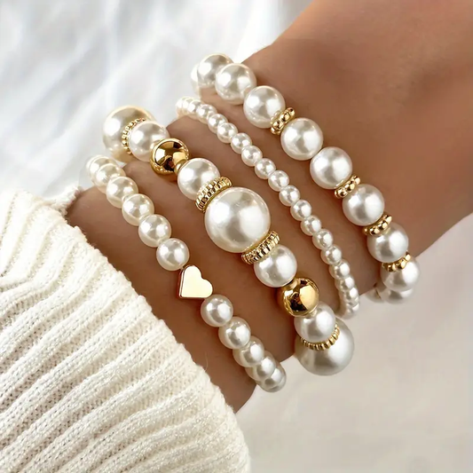 Gold Perle Beaded Armband-Set