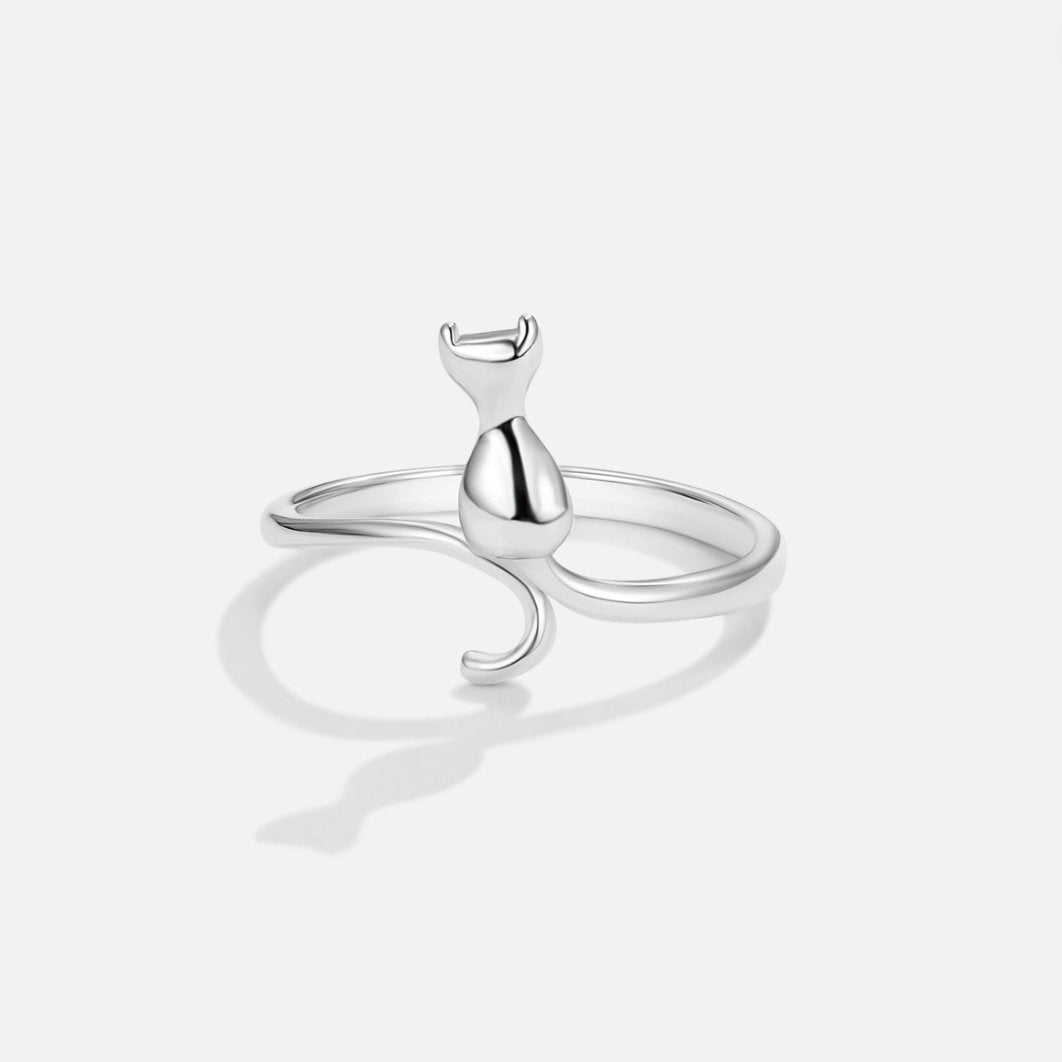 Silber Cat Motif Ring