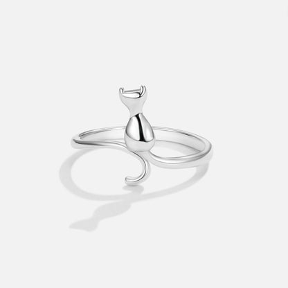 Silber Cat Motif Ring
